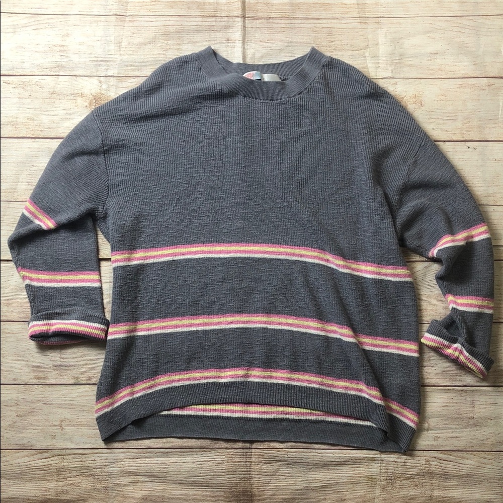 FP Beach Gray Striped‎ Crewneck Sweater 💜
